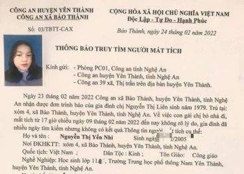 Thêm một nữ sinh Nghệ An mất tích bí ẩn hơn nửa tháng