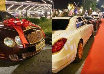 Xôn xao clip kỷ niệm cưới của đại gia buôn lợn Hải Dương: Dàn siêu xe trăm tỷ nối đuôi, siêu tổ hợp biệt thự rộng như vũ trụ, có cả du thuyền trong hồ