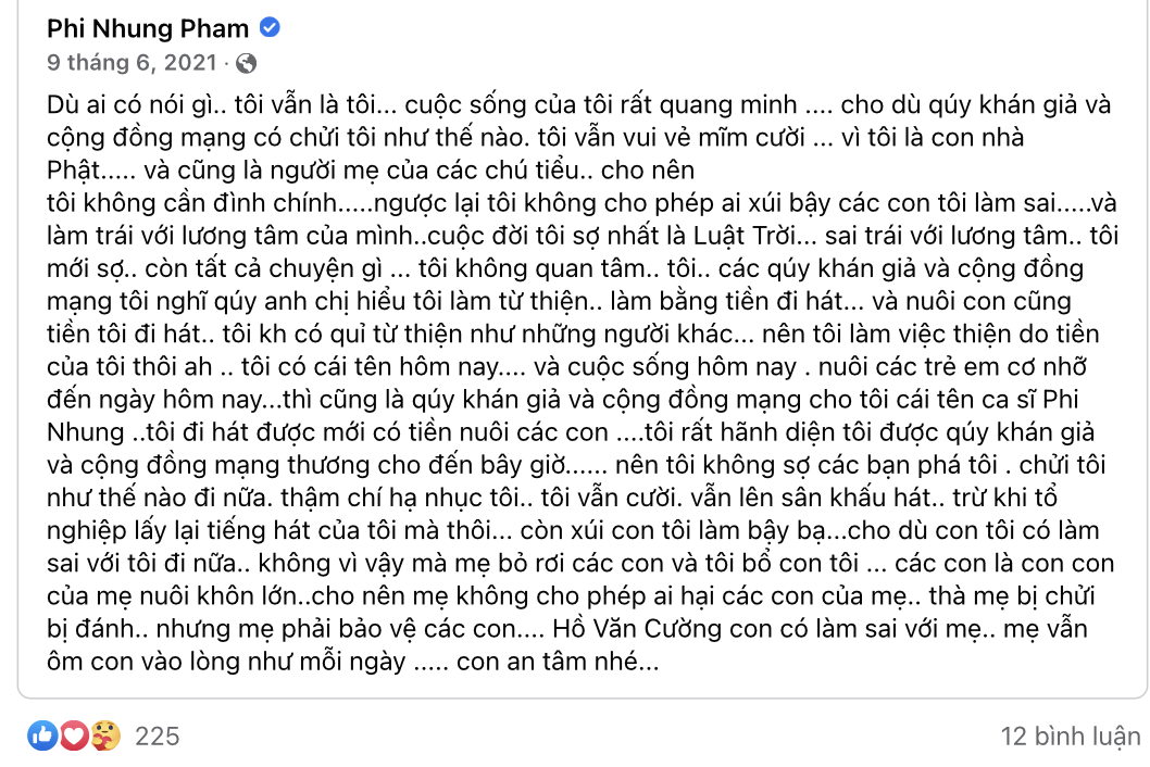 'Kình địch' bà Phương Hằng chia sẻ lại bài viết của cố ca sĩ Phi Nhung kèm dòng trạng thái gây chú ý