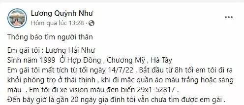 Cô gái xinh đẹp mất tích bí ẩn hơn 20 ngày: Thường xuyên bị người yêu cũ đe dọa, gây áp lực tinh thần, thậm chí bị đánh