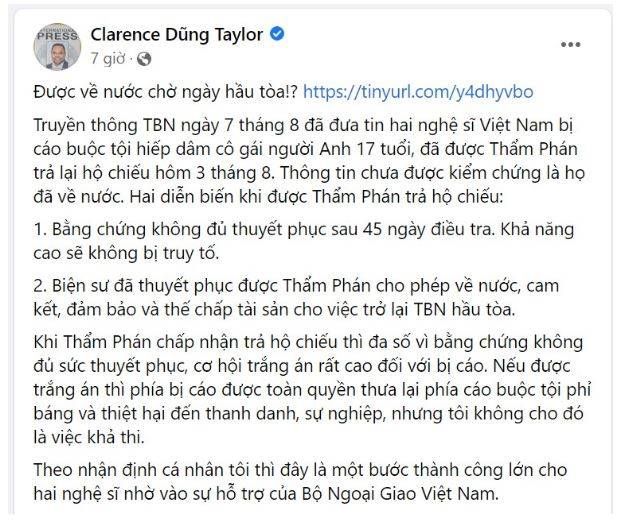 Dũng Taylor vén màn vụ Hồng Đăng, Hồ Hoài Anh được trả hộ chiếu: 'Cơ hội trắng án rất cao'