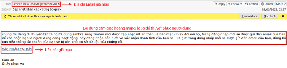 Dấu hiệu nhận biết thư điện tử, tin nhắn lừa đảo