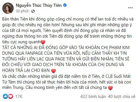 HH Thùy Tiên đăng đàn kêu gọi quyên góp ủng hộ miền Trung nhưng bị nghi ngờ trục lợi, lập tức đóng tài khoản chỉ sau 2 giờ phát động