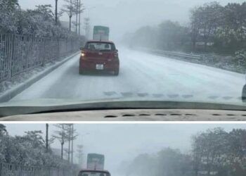 Hình ảnh đường quốc lộ 5 'trắng xóa băng tuyết như châu Âu' khiến nhiều người xôn xao