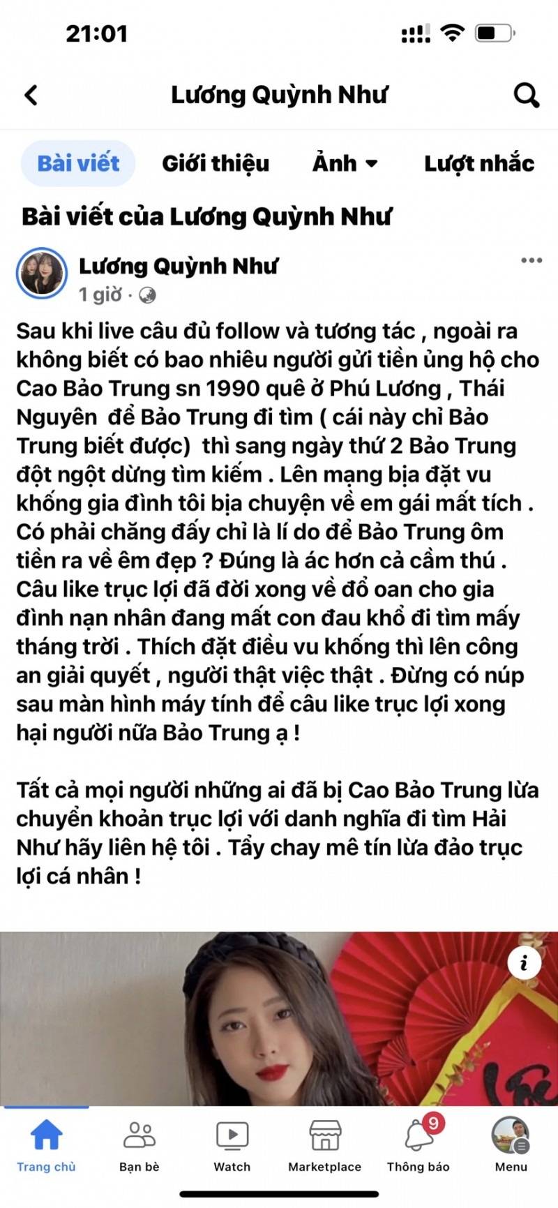 Chị gái Lương Hải Như bức xúc vì 'thầy bói' kêu gọi góp tiền để tìm kiếm nạn nhân?