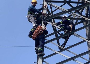 Cứu người phụ nữ 63 tuổi trèo lên cột điện cao 25m ở Hà Nội