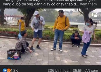 Tự ý gắn keo vào giày du khách ở hồ Gươm, người đàn ông bị phạt 2 triệu đồng